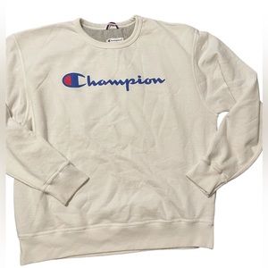 Women’s Champion White Crew Neck Logo Sweatshirt, XL